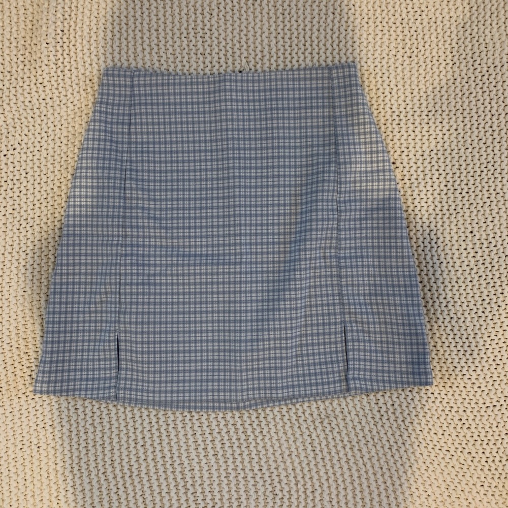 Brandy Melville, light blue checkered skirt